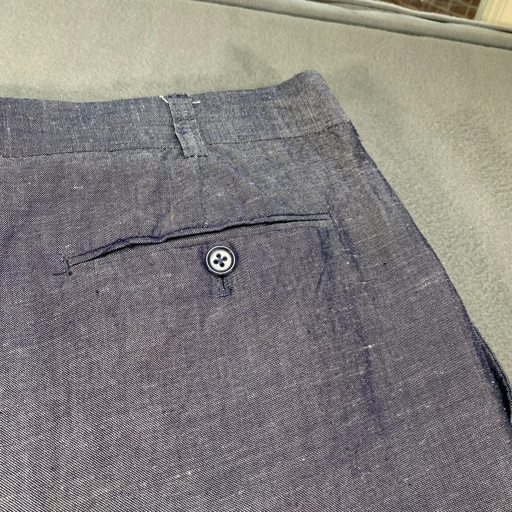 Vintage Phat Farm Mens Wide Leg Trousers Linen Blend Blue 40x30